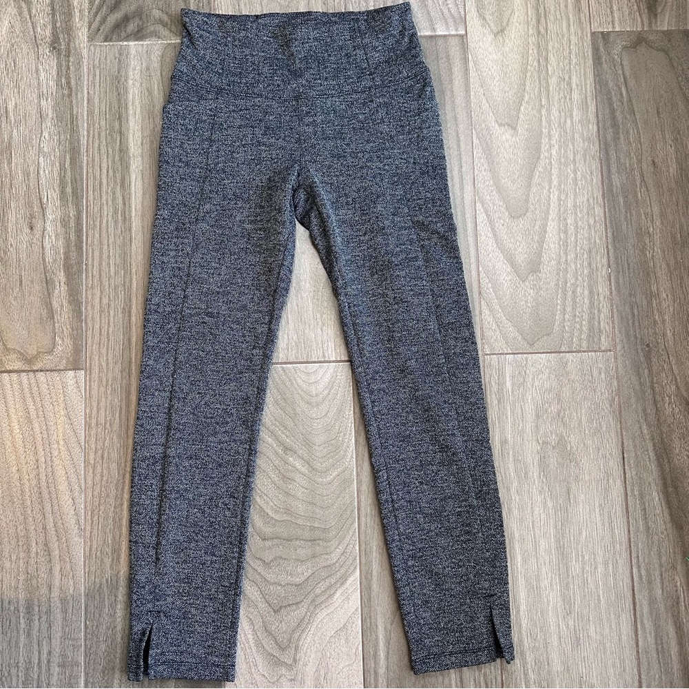 Athleta Black Gray Herringbone Mercer Tights Pants